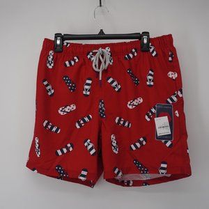 Rainforest Men's NWT Pink Hip Hop Flip Flop Swim Trunk Shorts 3 Pockets M